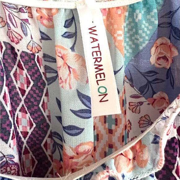 Watermelon Women’s Short Sleeve Babydoll Colorful Pastel Print Blouse Top 3XL - Picture 7 of 8